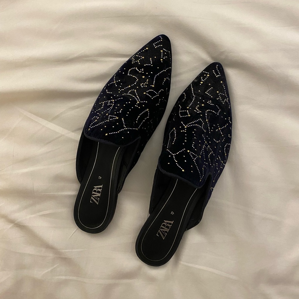 Zara Velvet Constellation Mule